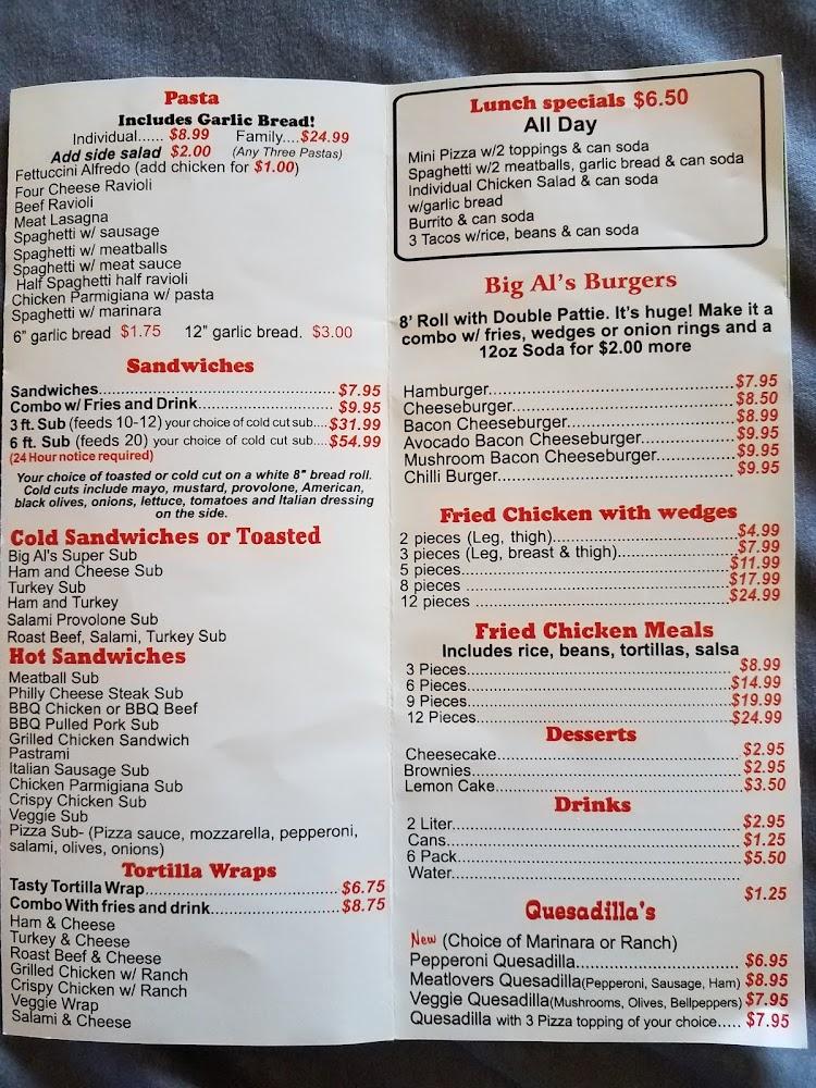 Big Al's Pizza Menu image 1